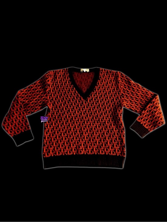 Dior Sweaters - Christian Dior Vintage Monogram Trotter Logo Hand Knit Sweatshirt